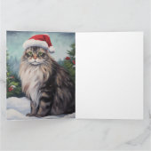 Maine Coon Kat in Sneeuw Kerstmis Kaart (Binnen)