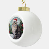 Maine Coon Kat in Sneeuw Kerstmis Keramische Bal Ornament (Rechts)