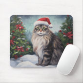 Maine Coon Kat in Sneeuw Kerstmis Muismat (Met muis)