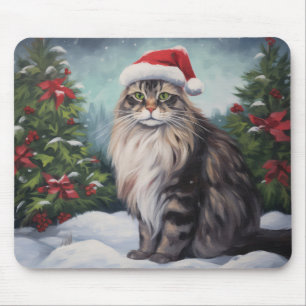 Maine Coon Kat in Sneeuw Kerstmis Muismat