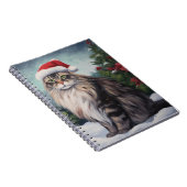 Maine Coon Kat in Sneeuw Kerstmis Notitieboek (Rechterzijde)