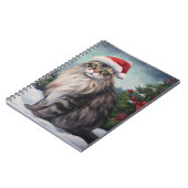 Maine Coon Kat in Sneeuw Kerstmis Notitieboek (Linkerzijde)