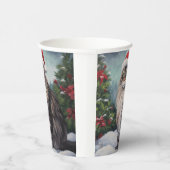 Maine Coon Kat in Sneeuw Kerstmis Papieren Bekers (Rechts)