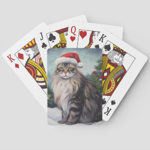 Maine Coon Kat in Sneeuw Kerstmis Pokerkaarten