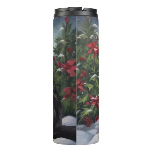 Maine Coon Kat in Sneeuw Kerstmis Thermosbeker (Achterkant)