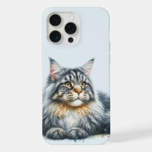 Maine Coon Kat in Waterverf iPhone 15 Pro Max Case