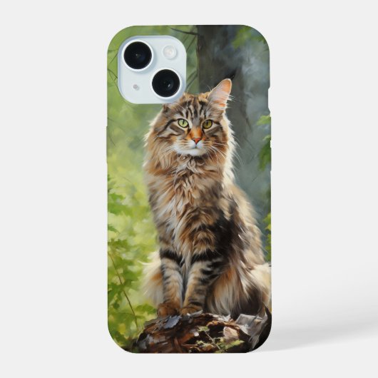 Maine Coon kat iPhone 15 Case (Achterkant)