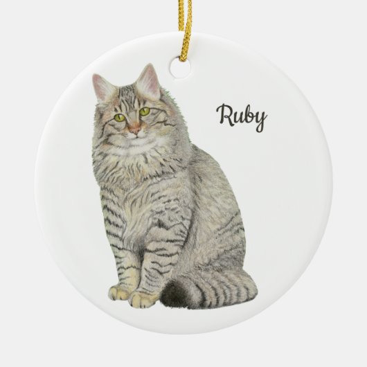 Maine Coon Kat Keramisch Ornament (Voorkant)