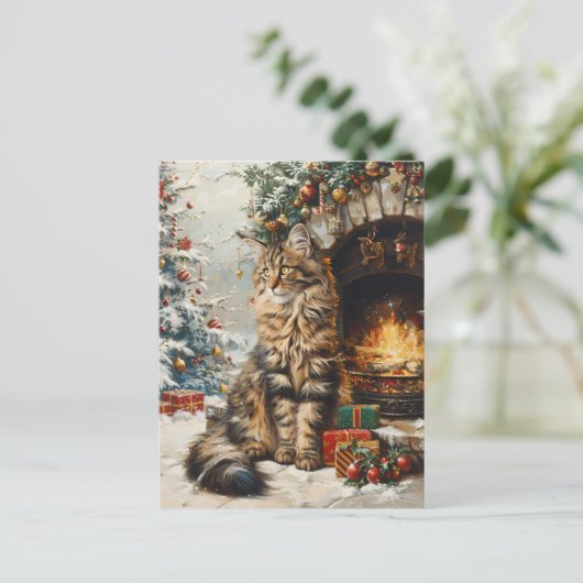 Maine Coon Kat Kerst  Briefkaart (Staand voorkant)