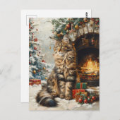 Maine Coon Kat Kerst Briefkaart (Voorkant / Achterkant)