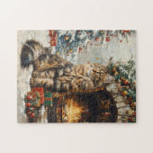 Maine Coon Kat Kerst  Kunst Legpuzzel (Horizontaal)
