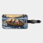 Maine Coon Kat Kerstboot Vakantie Bagagelabel (Achterkant horizontaal)