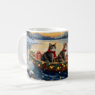 Maine Coon Kat Kerstboot Vakantie Koffiemok