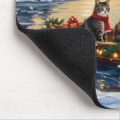 Maine Coon Kat Kerstboot Vakantie Muismat (Hoek)