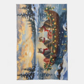 Maine Coon Kat Kerstboot Vakantie Theedoek (Verticaal)