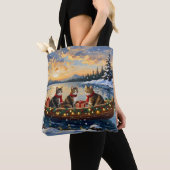 Maine Coon Kat Kerstboot Vakantie Tote Bag (Dichtbij)