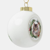 Maine Coon Kat Kerstkrans Feestelijke Kitten Keramische Bal Ornament (Links)