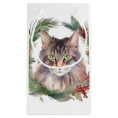 Maine Coon Kat Kerstkrans Feestelijke Kitten Klein Cadeauzakje (Achterkant)