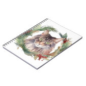 Maine Coon Kat Kerstkrans Feestelijke Kitten Notitieboek (Linkerzijde)