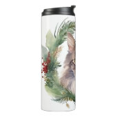 Maine Coon Kat Kerstkrans Feestelijke Kitten Thermosbeker (Gedraaid links)