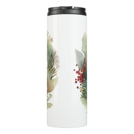 Maine Coon Kat Kerstkrans Feestelijke Kitten Thermosbeker (Achterkant)