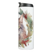 Maine Coon Kat Kerstkrans Feestelijke Kitten Thermosbeker (Geroteerd rechts)