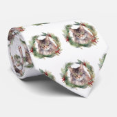 Maine Coon Kat Kerstkrans Festieve Kitten Stropdas (Opgerold)