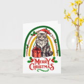 Maine-coon kat Kerstmis Kaart (Gele Bloem)