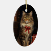 Maine Coon kat Kerstmis Keramisch Ornament (Rechts)