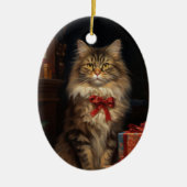 Maine Coon kat Kerstmis Keramisch Ornament (Voorkant)