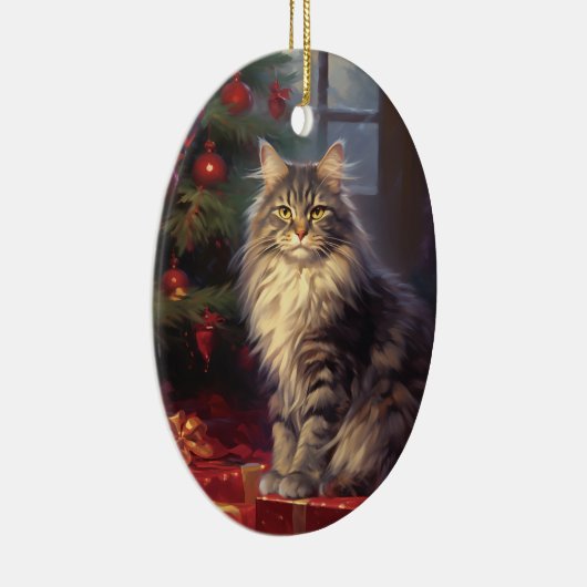 Maine Coon kat Kerstmis Keramisch Ornament (Rechts)