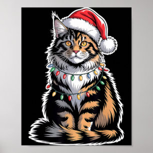 Maine Coon Kat Kerstmis Xmas Kitten Kitty Liefhebb Poster
