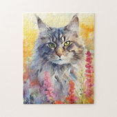 Maine Coon kat kleurrijke waterverf kunstwerk Legpuzzel (Verticaal)
