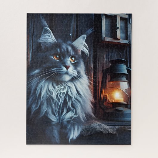MAINE COON KAT KUNST PUZZEL LEGPUZZEL (Verticaal)