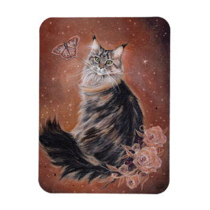 Maine coon kat kunst van Renee Lavoie Magneet