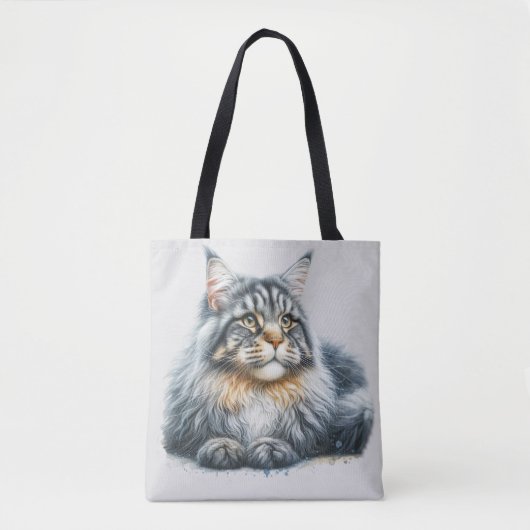 Maine Coon Kat liefde in waterverf Tote Bag (Voorkant)