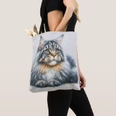 Maine Coon Kat liefde in waterverf Tote Bag (Dichtbij)