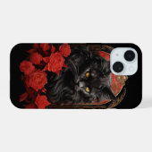 Maine Coon kat met bloemen iPhone 15 Case (Achterkant horizontaal)