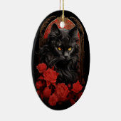 Maine Coon kat met bloemen Keramisch Ornament (Rechts)