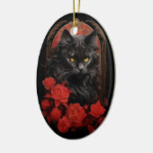 Maine Coon kat met bloemen Keramisch Ornament (Links)