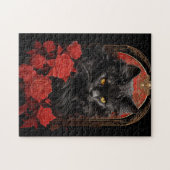 Maine Coon kat met bloemen Legpuzzel (Horizontaal)