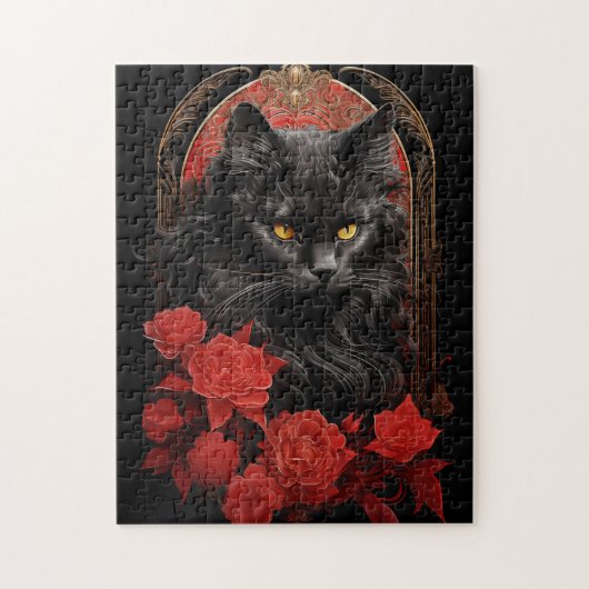 Maine Coon kat met bloemen Legpuzzel (Verticaal)