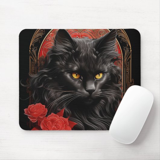Maine Coon kat met bloemen Muismat (Met muis)