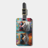 Maine Coon Kat met Hart Rozen Valentijnsdag Bagagelabel (Voorkant verticaal)