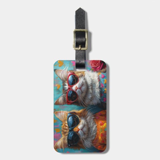 Maine Coon Kat met Hart Rozen Valentijnsdag Bagagelabel (Voorkant verticaal)