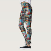 Maine Coon Kat met Hart Rozen Valentijnsdag Leggings (Links)