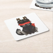 Maine Coon Kat met Kerstversiering Kartonnen Onderzetters (Schuin)