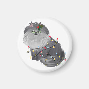 Maine Coon Kat met Kerstversiering Magneet
