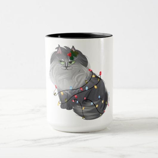 Maine Coon Kat met Kerstversiering Mok (Midden)