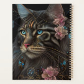 Maine Coon-kat met vlinder en bloemen AI-kunst Planner (Achterkant)